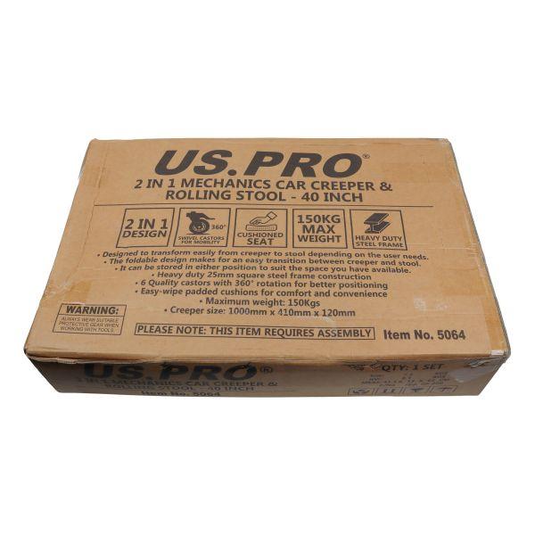 US PRO Tools 2 in 1 Mechanics Car Creeper and Rolling Stool 40 Inch 5064