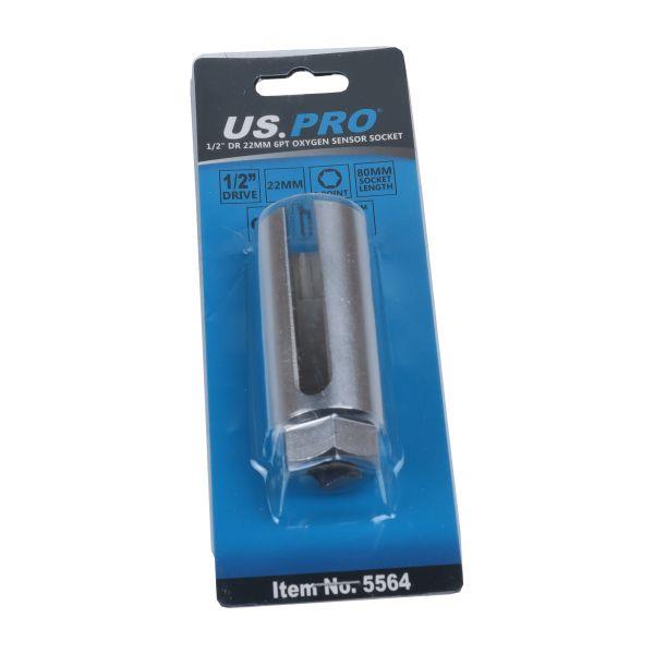US PRO Tools 1/2" Dr 22mm 6pt Oxygen Sensor Socket 80mm 5564