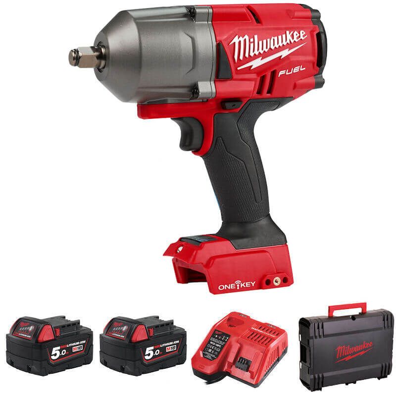 Milwaukee M18ONEFHIWF12-502X 18V One Key Fuel Brushless 1/2" Impact Wrench (2 x 5.0Ah RedLithium-Ion Batteries)