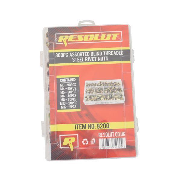 RESOLUT 300pc Assorted Blind Threaded Steel Rivet Nuts M3 - M12 9200 - Tools 2U Direct SW