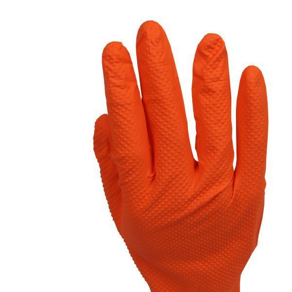 ROCKHOLD Large Nitrile Diamond Grip Gloves Heavy Duty Disposable Latex Free Orange x100 - Tools 2U Direct SW