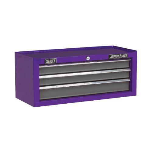 Sealey American Pro Topchest, Mid-Box & Rollcab 9 Drawer Stack - Purple/Grey AP2200BBCPSTACK - Tools 2U Direct SW