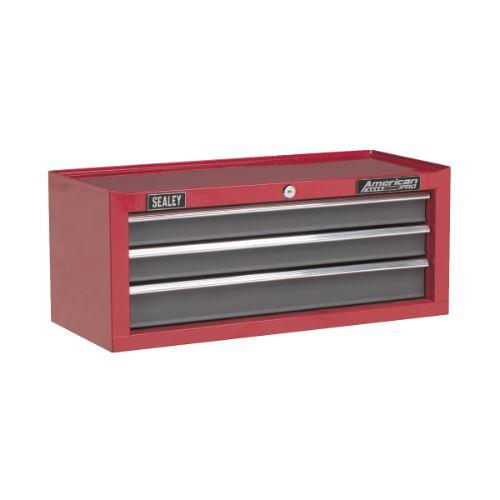 Sealey American Pro Topchest, Mid-Box & Rollcab 9 Drawer Stack - Red/Grey AP2200BBSTACK - Tools 2U Direct SW