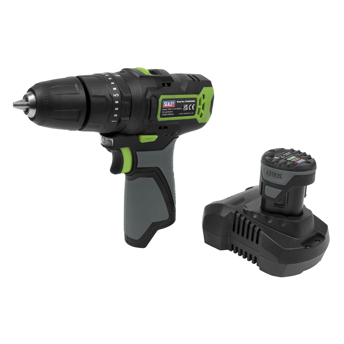 Sealey Cordless Combi Drill Ø10mm 10.8V SV10.8 Series With Battery and Charger CP108VDD - Tools 2U Direct SW