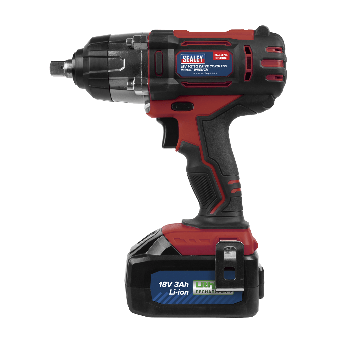 Sealey Cordless Impact Wrench 18V 3Ah Lithium-ion 1/2"Sq Drive With Battery and Charger CP400LI - Red Or Green - Tools 2U Direct SW