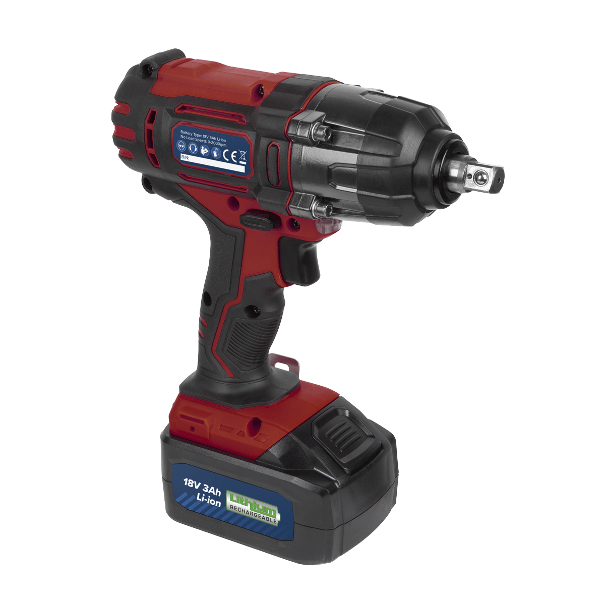 Sealey Cordless Impact Wrench 18V 3Ah Lithium-ion 1/2"Sq Drive With Battery and Charger CP400LI - Red Or Green - Tools 2U Direct SW