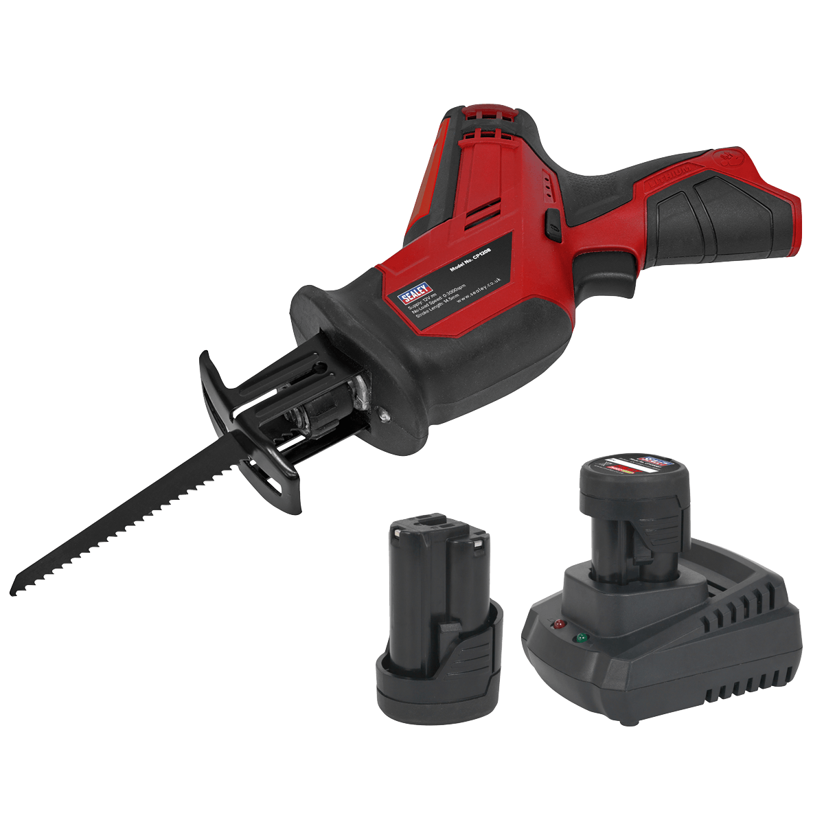 Sealey Cordless Reciprocating Saw 12V SV12 Series - 2 Batteries + Charger CP1208KIT - Tools 2U Direct SW