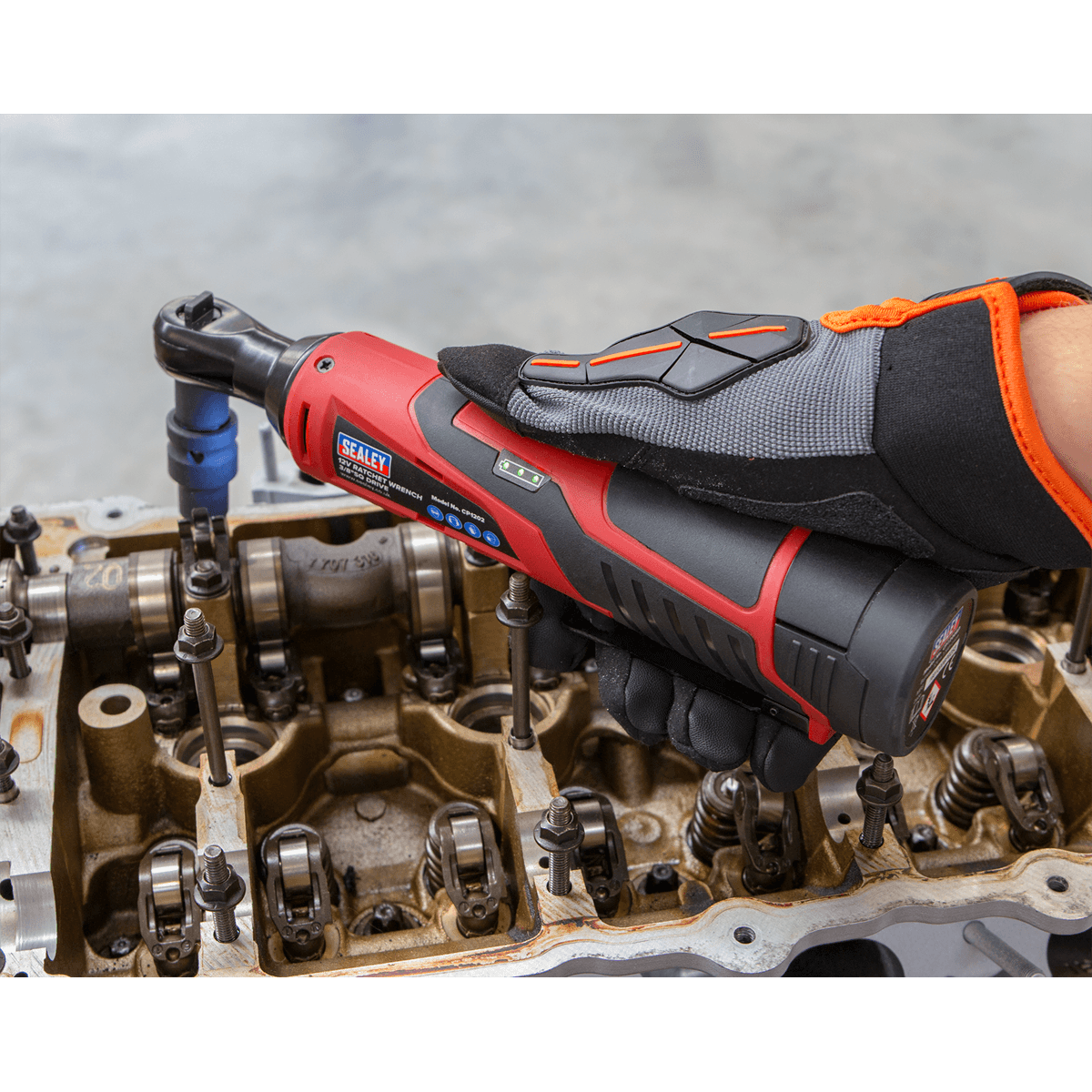 Sealey Ratchet Wrench Kit 3/8"Sq Drive 12V SV12 Series - 2 Batteries + Charger CP1202KIT - Tools 2U Direct SW