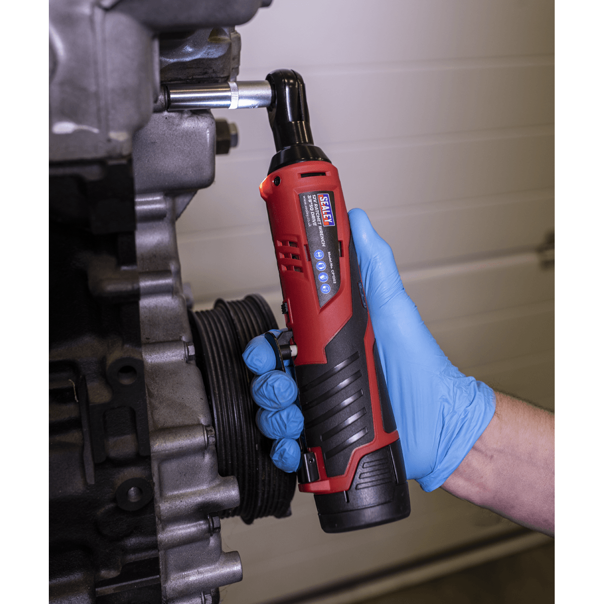Sealey Ratchet Wrench Kit 3/8"Sq Drive 12V SV12 Series - 2 Batteries + Charger CP1202KIT - Tools 2U Direct SW