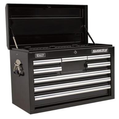 Sealey Superline Pro Topchest 8 Drawer with Ball-Bearing Slides - Black AP33089B - Tools 2U Direct SW