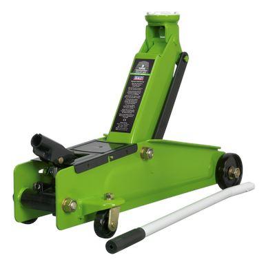 Sealey Trolley Jack 3 Tonne Long Reach Heavy-Duty Hi-Vis Green 1153CXHV - Tools 2U Direct SW