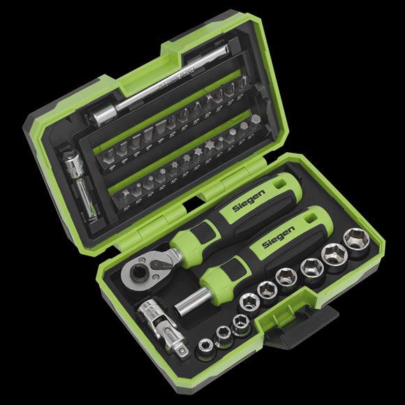 Siegen by Sealey 38pc 1/4" Sq Drive Socket & Bit Set S01255 - Tools 2U Direct SW