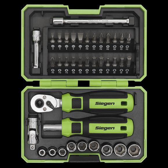 Siegen by Sealey 38pc 1/4" Sq Drive Socket & Bit Set S01255 - Tools 2U Direct SW