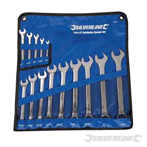 Silverline 14pce Imperial/AF Combination Spanner Set 1/4 - 1-1/4" - SP52 - Tools 2U Direct SW