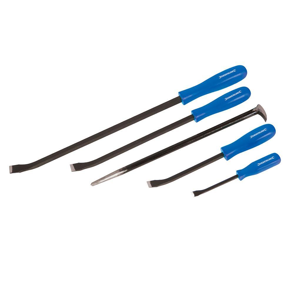 Silverline 5 Piece Pry Bar Set Wrecking Bars Contractors - 868501 - Tools 2U Direct SW