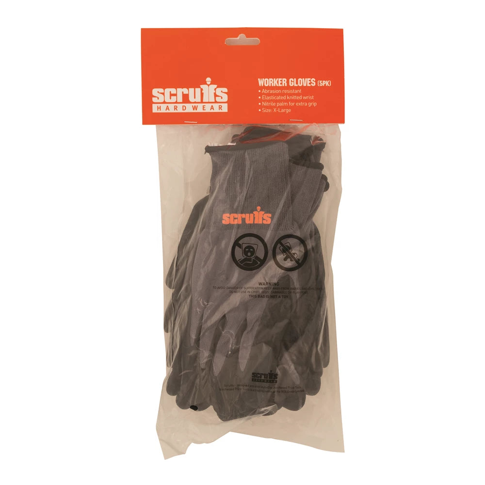 Scruffs Worker Gloves Grey 5pk