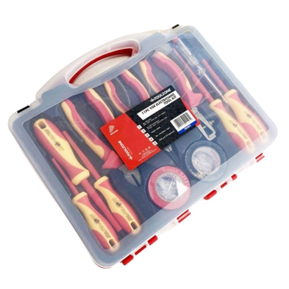 Toolzone 11PC VDE Electricians Tool Kit Cutters Strippers Screwdrivers Tapes SD301 - Tools 2U Direct SW