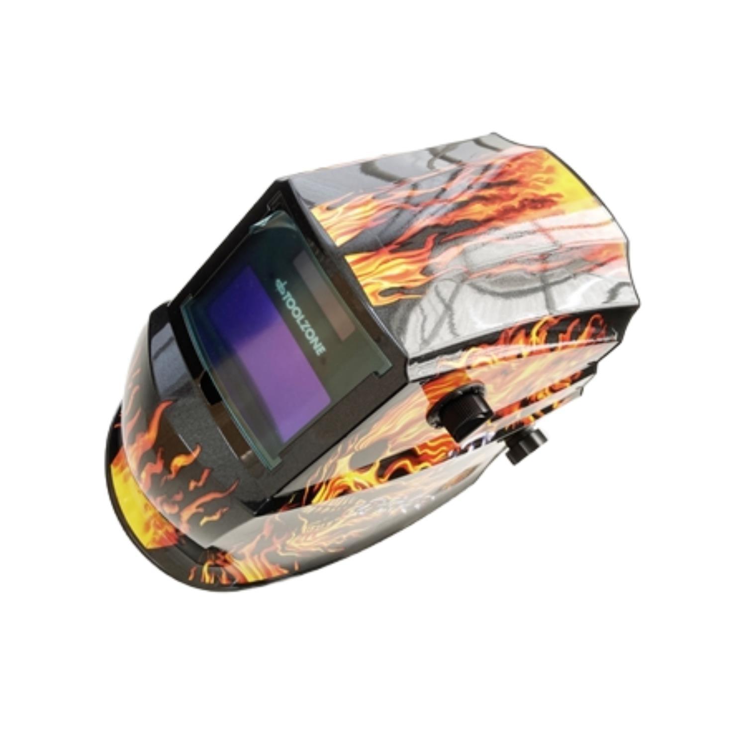 Toolzone Welding Helmet Fire Design Variable Control Grinding Mode WH046 - Tools 2U Direct SW