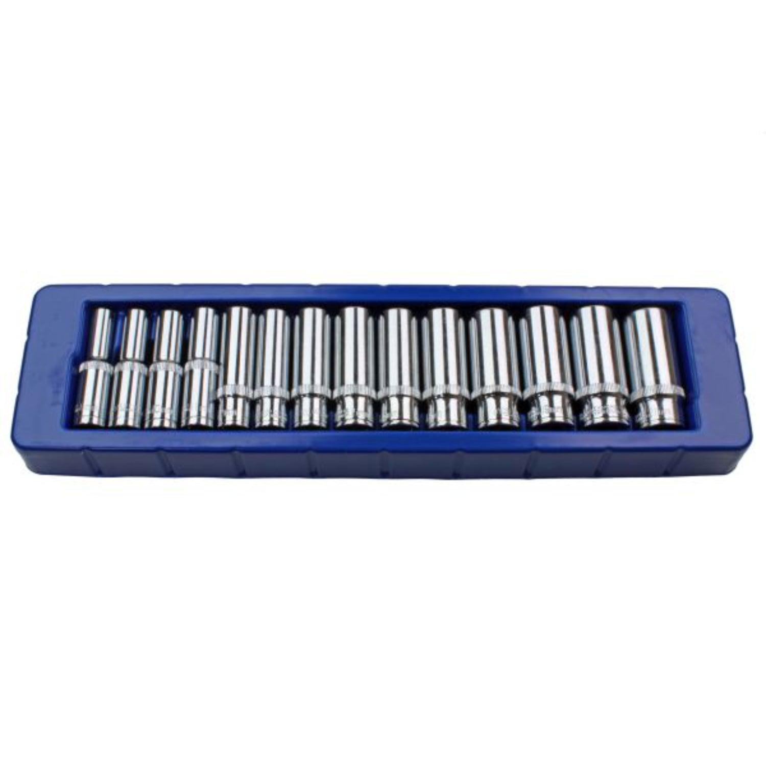 US PRO 14 Piece 3/8" Dr 6 Point Deep Metric Socket Set 8mm - 21mm 1389 - Tools 2U Direct SW