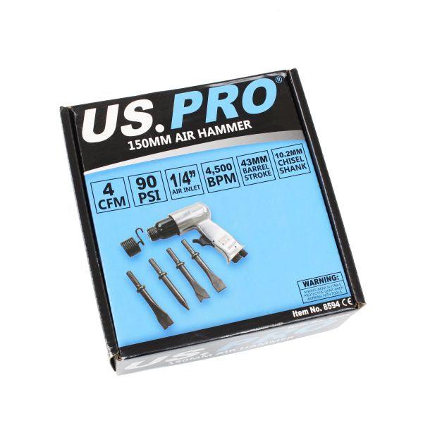 US PRO 150mm Air Hammer Chisel With 4 Chisels 8594 - Tools 2U Direct SW