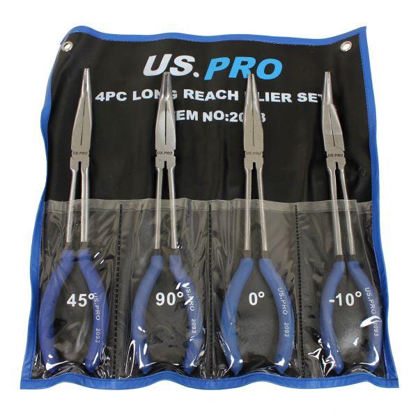 US PRO 4pc 285mm Long Reach Nose Pliers, Plier Set 2093 - Tools 2U Direct SW