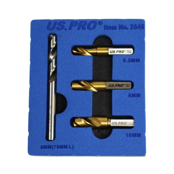 US PRO 4PC HSS Cobalt Spot Weld Drill Set 6.5mm 8mm 10mm & 8mm 2646 - Tools 2U Direct SW