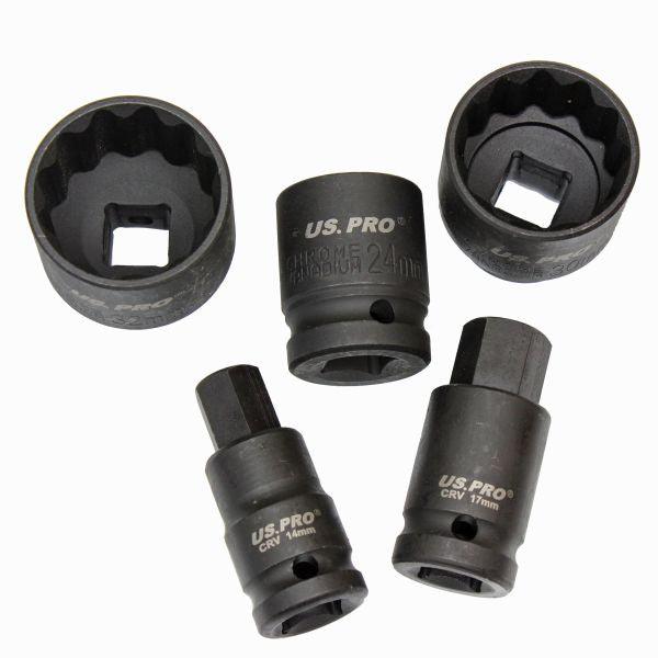 US PRO 5 Pc 1/2" Dr 12 Point Hub Impact Socket & Bit Set for VAG Vehicles 2085 - Tools 2U Direct SW