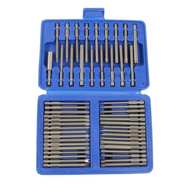 US PRO 50pc Extra Long Security Bit Set, Torx, Tamper, Hex, Spline 1374 - Tools 2U Direct SW