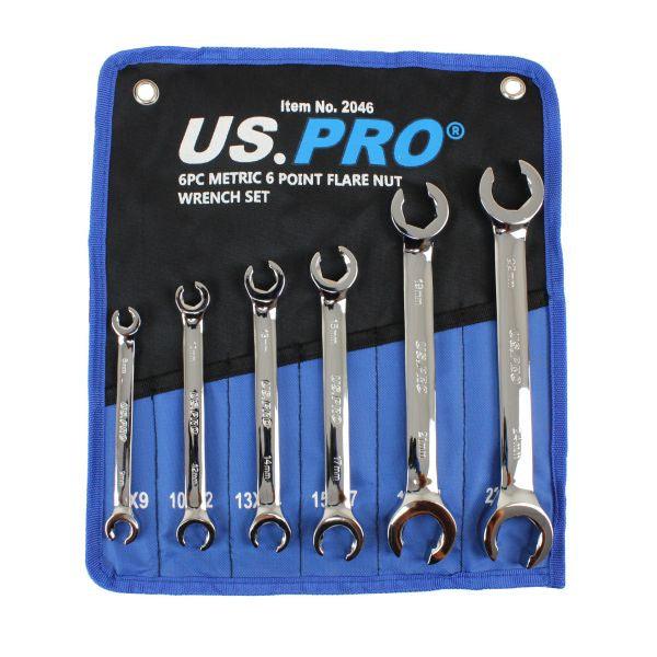 US PRO 6 Piece Metric 6 Point Flare Nut Spanner Wrench Set 8 - 24mm 2046 - Tools 2U Direct SW