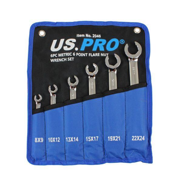 US PRO 6 Piece Metric 6 Point Flare Nut Spanner Wrench Set 8 - 24mm 2046 - Tools 2U Direct SW