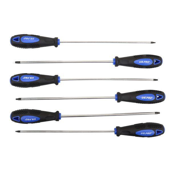 US PRO 6PC Extra Long Star Torx Screwdriver Set 250mm T10 - T30 1591 - Tools 2U Direct SW