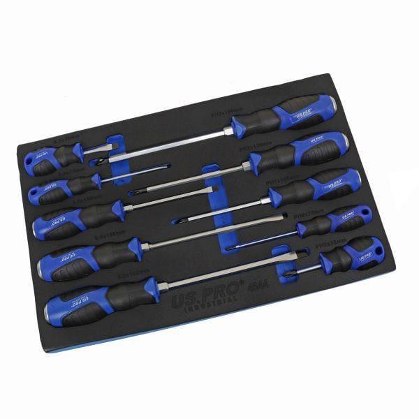 US PRO INDUSTRIAL 10pc Premium Screwdriver Set Slotted & Phillips Screwdrivers 4544 - Tools 2U Direct SW