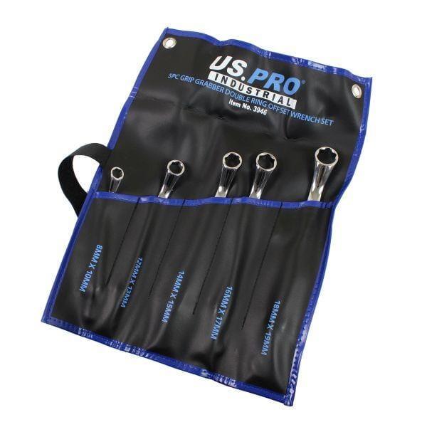 US PRO INDUSTRIAL 5PC Grip Grabber Double Ring Offset Spanner Wrench Set 3946 - Tools 2U Direct SW