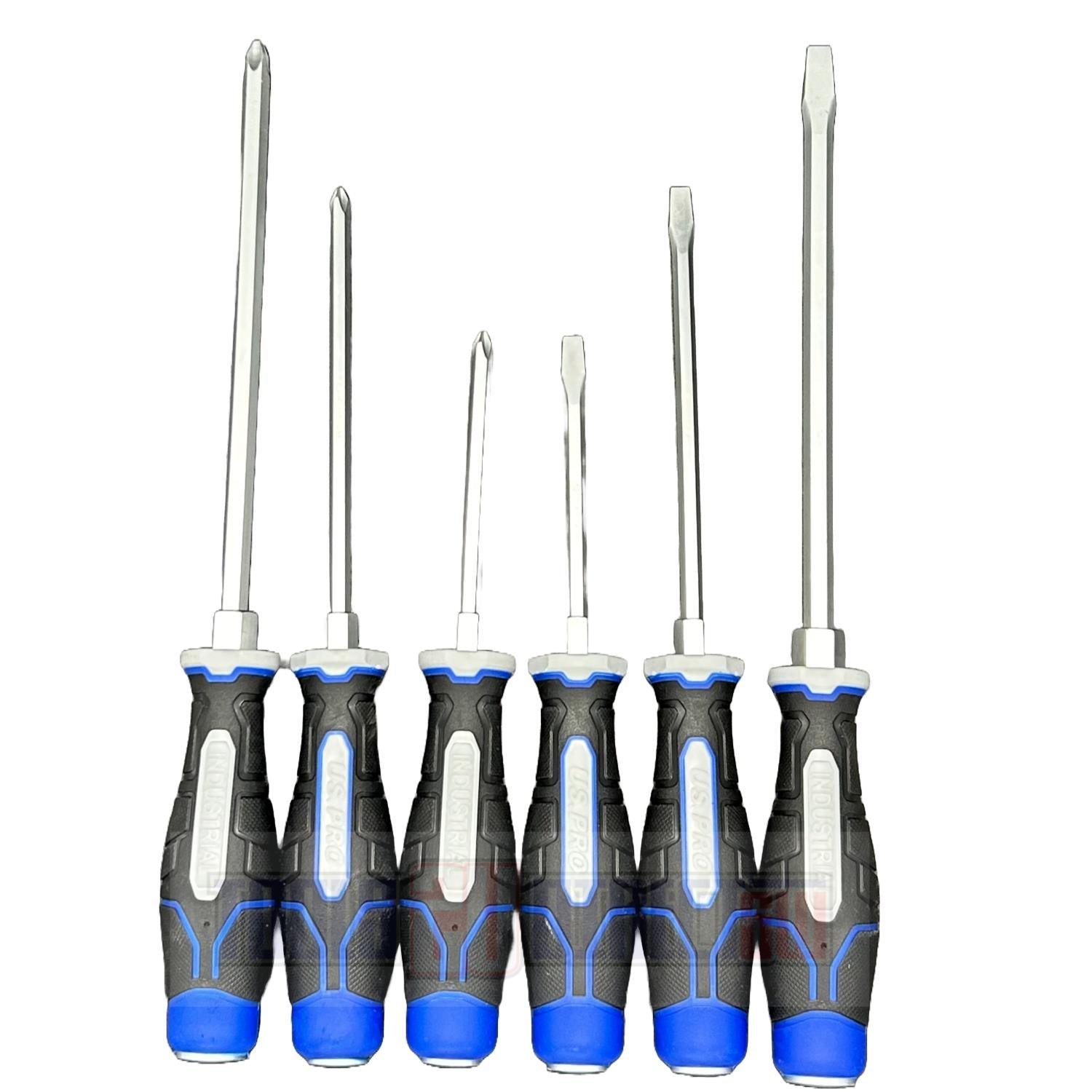 US PRO INDUSTRIAL 6PC Go Through Screwdriver Set - PH2 PH3 SL6 SL8 4613 - Tools 2U Direct SW