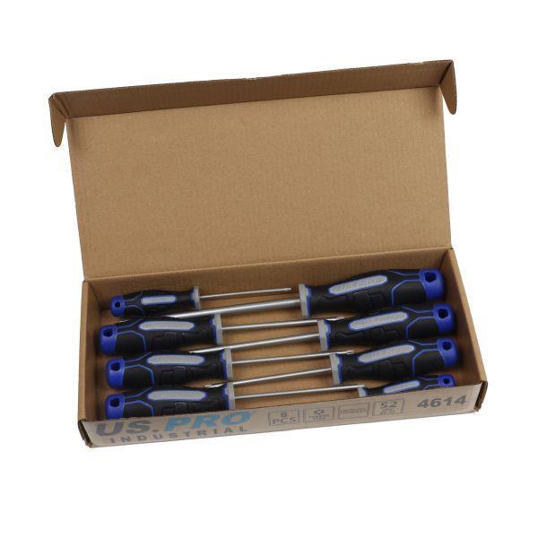 US PRO INDUSTRIAL Tools 8pc Tamper Star Torx Screwdriver Set T8 - T40 4614 - Tools 2U Direct SW