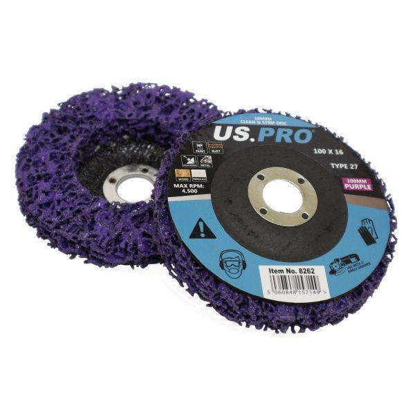 US PRO Tools 100MM Purple Clean & Strip Discs 16MM Bore - Pack Of 5 8262 - Tools 2U Direct SW