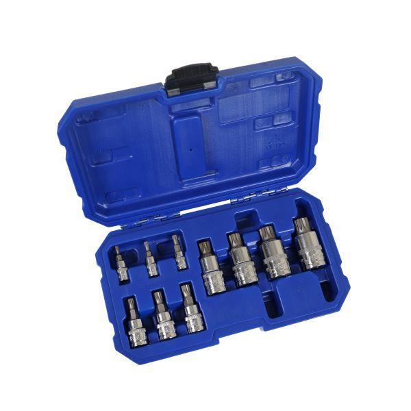 US PRO Tools 10Pc 1/4", 3/8" & 1/2" Dr Triple Square Bit Sockets In Case XZN 3993 - Tools 2U Direct SW