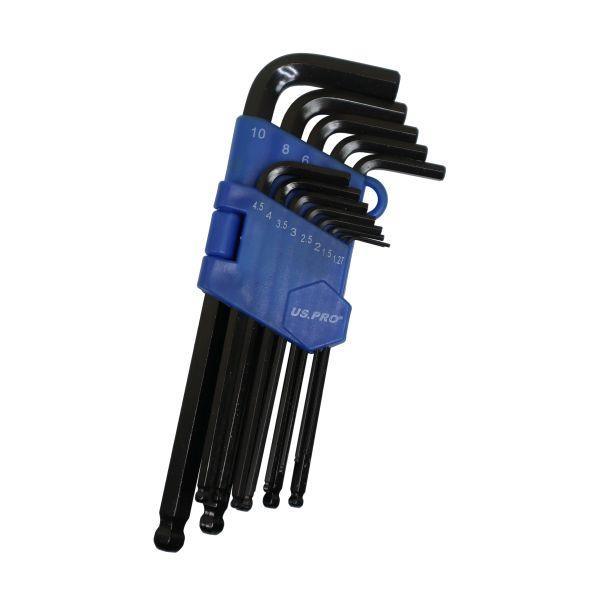 US PRO Tools 13PC Metric Ball End Allen Hex Key Set 1.27 - 10mm 1629 - Tools 2U Direct SW