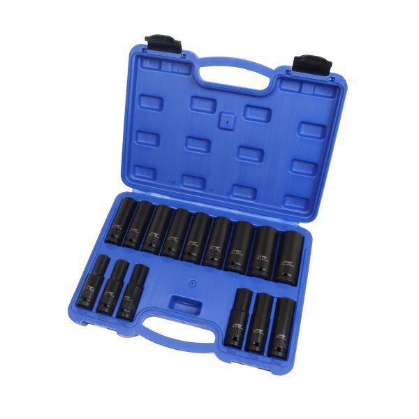 US PRO Tools 15pc 1/2" DR 12 PT European Deep Impact Socket Set 10mm-24mm 7535 - Tools 2U Direct SW