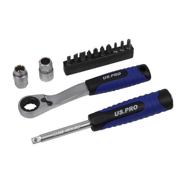 US PRO Tools 29pc Metric Go-thru Socket Set, Ratchet With Accessories 7558 - Tools 2U Direct SW