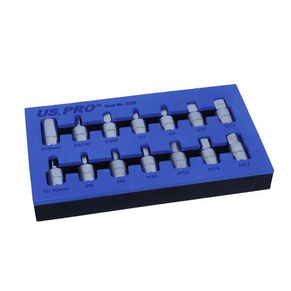 US PRO Tools 3/8" dr 14pc Drain Sump Plug Key Set, Engine Gearbox Diff 3225 - Tools 2U Direct SW