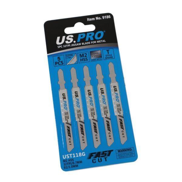 US PRO Tools 5pc UST118G 92mm 32TPI Jigsaw Blade For Metal 9186 - Tools 2U Direct SW