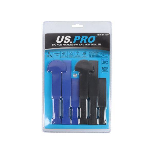 US PRO Tools 6pc Non-Marking Trim & Pry Bar Door Trim Remover Clips Tool Set 5449 - Tools 2U Direct SW