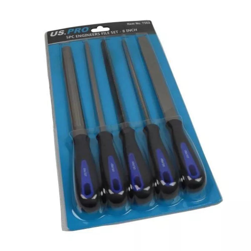 US PRO Tools 8” 5pc Engineers File Set - Square, Flat, Half Round, Round & Triangular 7562 - Tools 2U Direct SW