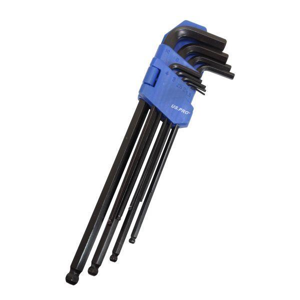 US PRO Tools 9 PC Extra Long Ball End Allen Hex Key Set Metric 1.5 - 10mm 1628 - Tools 2U Direct SW