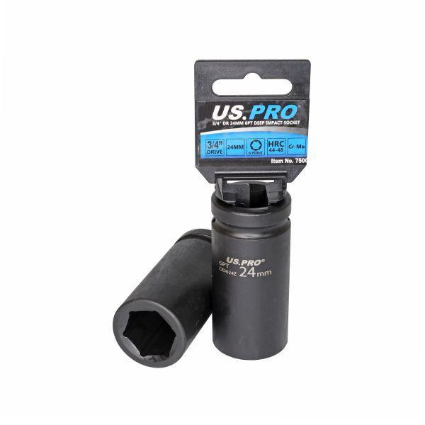 US PRO Tools Single 3/4" DR 24MM 6PT Deep Impact Socket 7500 - Tools 2U Direct SW