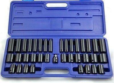 38pc 1/2" & 3/8" Deep Shallow Metric AF Sockets Air Impact Socket Set SS128 - Tools 2U Direct SW