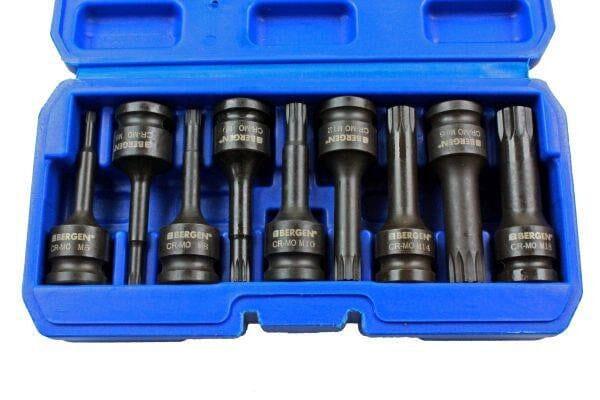 BERGEN Tools 9pc 1/2" dr Impact Spline Bit Sockets Set M5 - M18 1691 - Tools 2U Direct SW