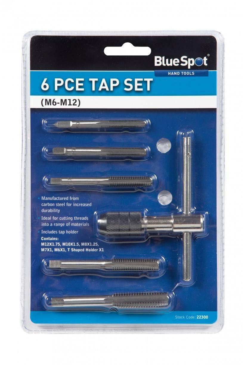 BlueSpot 6 Piece Tap Set M6 - M12 + Tap Holder 22300 - Tools 2U Direct SW