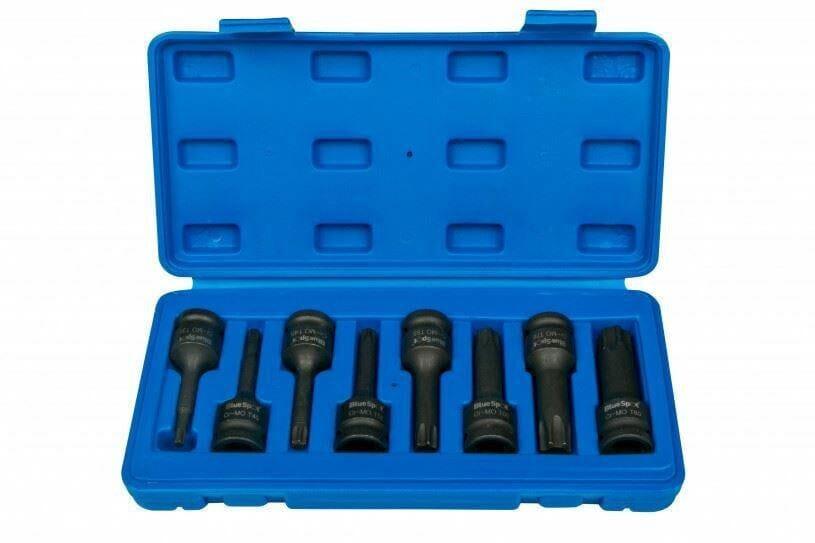 BlueSpot 8 Piece 1/2" Dr Impact Torx Bit Sockets T30 to T80 Star Keys 01506 - Tools 2U Direct SW